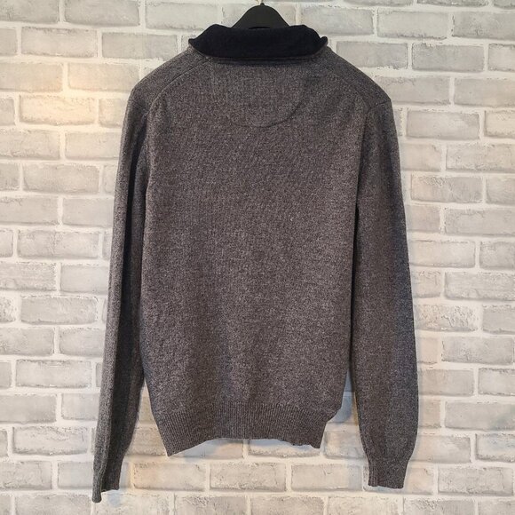 Jos A Bank Reserve Lambswool Blend Sweater Mens XL Shawl Collar Gray - Picture 2 of 8